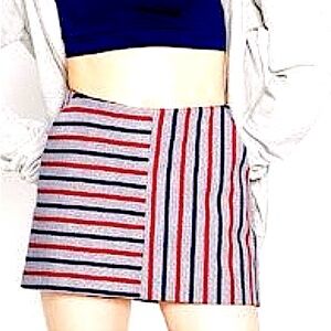 Zara High waisted stripe skort red navy